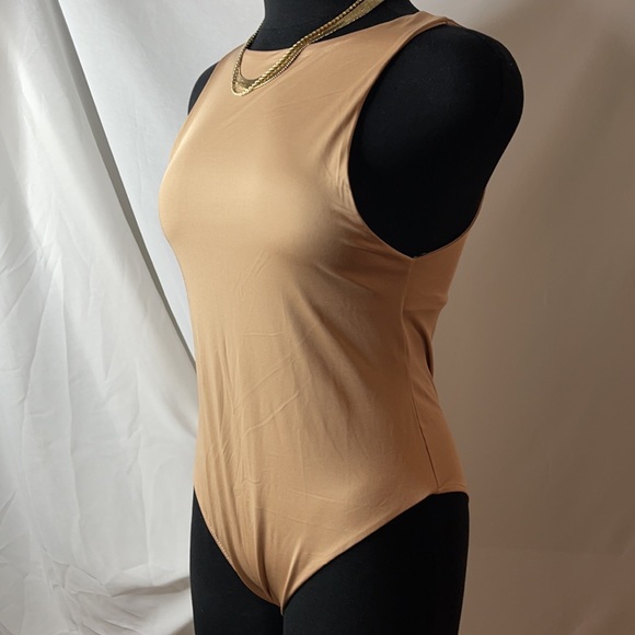 Beige Halterneck Bodysuit – Soft Stretchy Casual Jumper, Size Large, Never Worn - Picture 2 of 3
